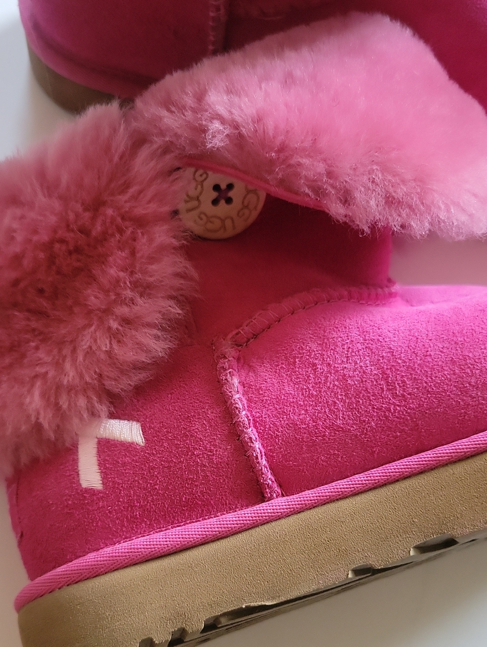 UGG Pink Suede Boot with Ribbon Detail - Picture 2 of 11
